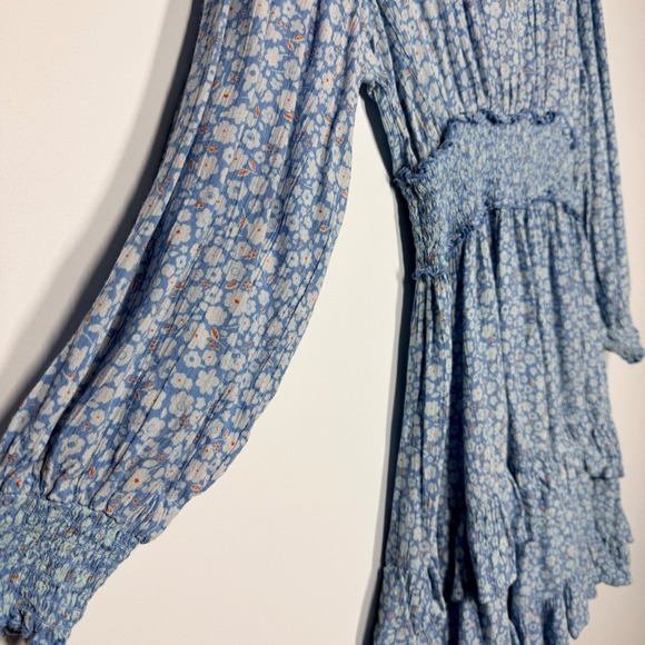 Angie Petite Floral Square Neck Boho Mini Dress Size PL - Picture 4 of 11